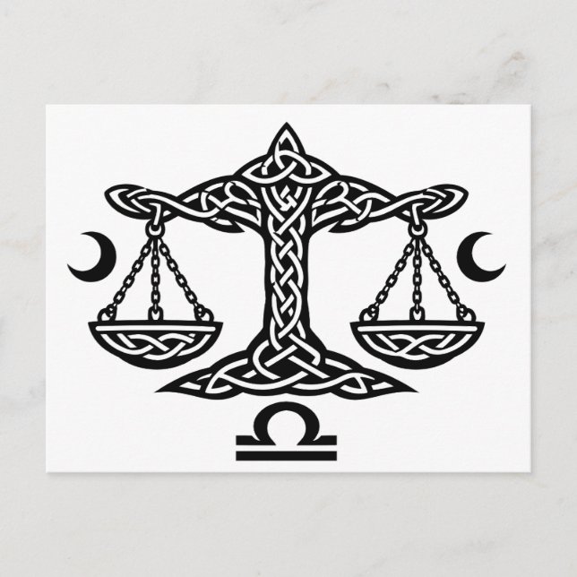 Libra Celtic Mån‑Våg Sigill | BurnsInHell Bläck Helg Vykort (Framsida)