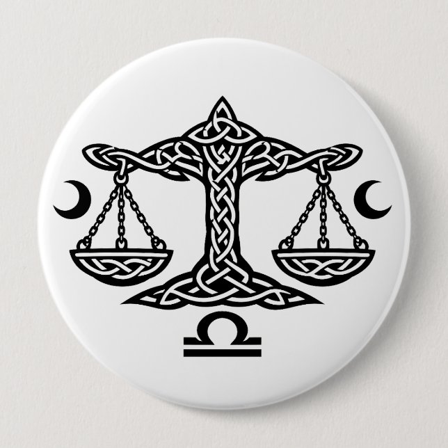 Libra Celtic Månskala Sigil | BurnsInHell Bläck Knapp (Framsida)