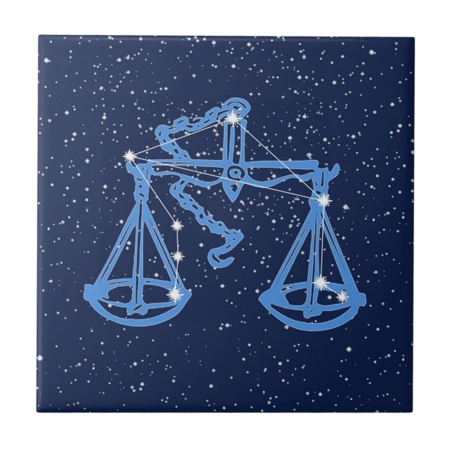 Libra Constellation and Sign with Stars Ceramic Ti Kakelplatta (Framsidan)