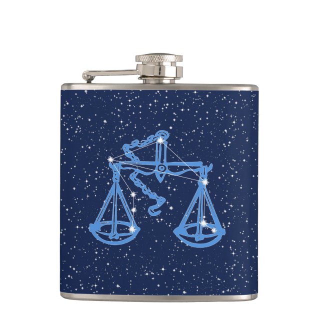 Libra Constellation and Zodiac Sign med stjärnor Fickplunta (Framsidan)