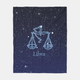 Libra Constellation and Zodiac Sign med stjärnor Fleecefilt