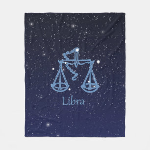 Libra Constellation and Zodiac Sign med stjärnor Fleecefilt