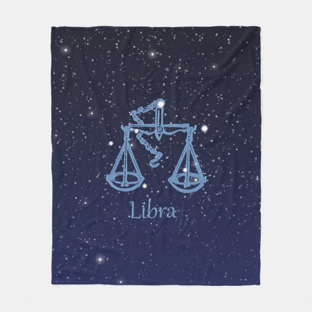 Libra Constellation and Zodiac Sign med stjärnor Fleecefilt (Framsidan)