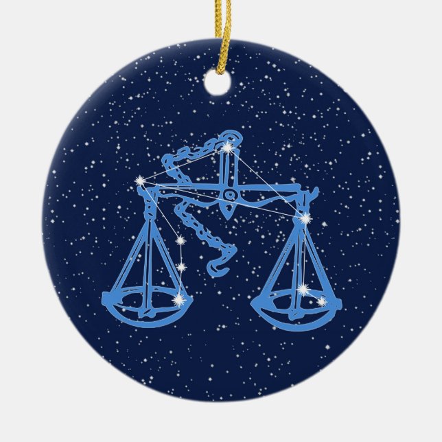 Libra Constellation and Zodiac Sign med stjärnor Julgransprydnad Keramik (Framsidan)