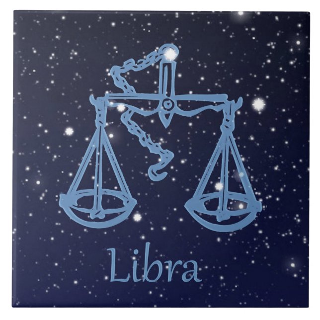 Libra Constellation and Zodiac Sign med stjärnor Kakelplatta (Framsidan)