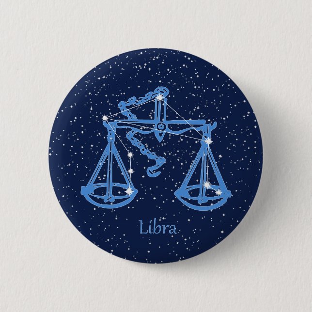 Libra Constellation and Zodiac Sign med stjärnor Knapp (Framsida)