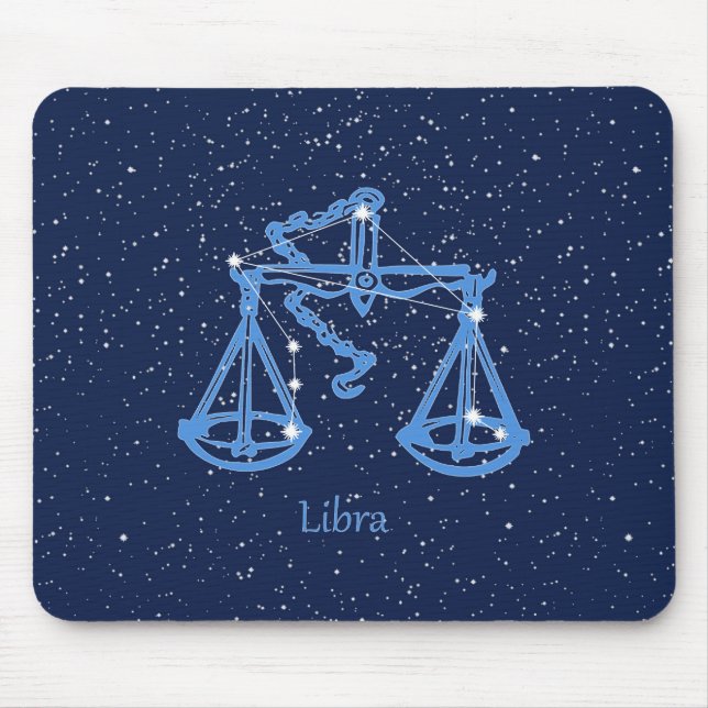 Libra Constellation and Zodiac Sign med stjärnor Musmatta (Framsidan)