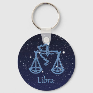 Libra Constellation and Zodiac Sign med stjärnor Nyckelring