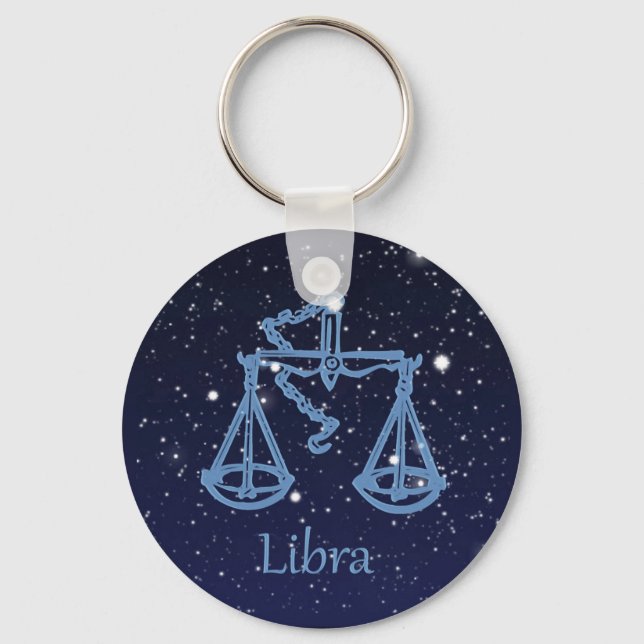 Libra Constellation and Zodiac Sign med stjärnor Nyckelring (Framsida)