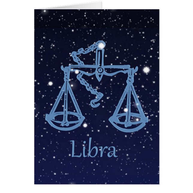 Libra Constellation and Zodiac Sign med stjärnor OBS Kort (Framsidan)