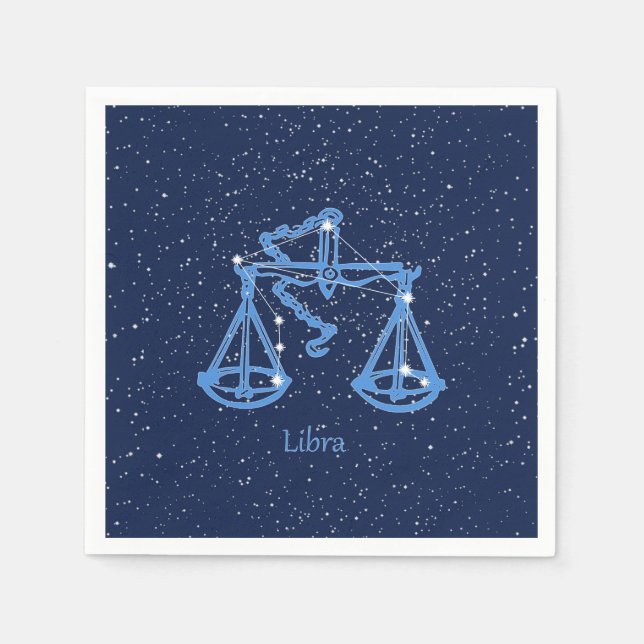 Libra Constellation and Zodiac Sign med stjärnor Pappersservett (Framsidan)
