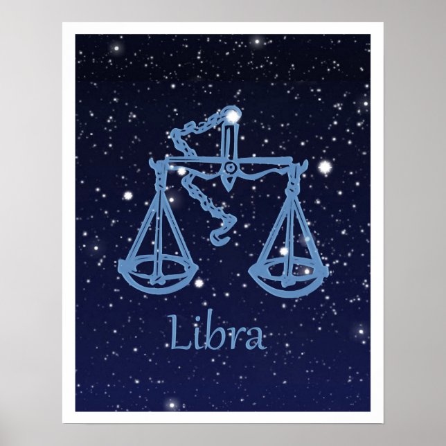 Libra Constellation and Zodiac Sign med stjärnor Poster (Framsidan)