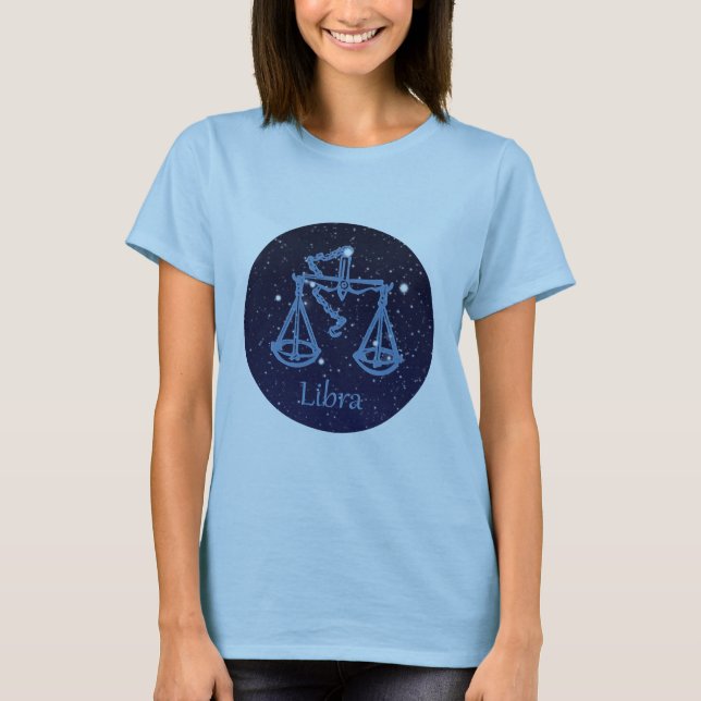 Libra Constellation and Zodiac Sign med stjärnor Tee Shirt (Framsida)