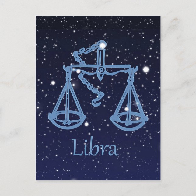 Libra Constellation and Zodiac Sign med stjärnor Vykort (Framsida)