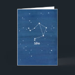 Libra Constellation Grattis på födelsedagen Friend Kort<br><div class="desc">Ett hälsningskort för Grattis på födelsedagen med en konstellation för Libra på natten himmel med indigo vattenfärg tvättar bakgrund. Roligtens födelsedag för att skicka till en vän till Libra. Du hittar de andra stjärntecknen på en rad olika artiklar i min butik.</div>