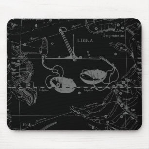 Libra Constellation Hevelius 1690 Karta på Black Musmatta