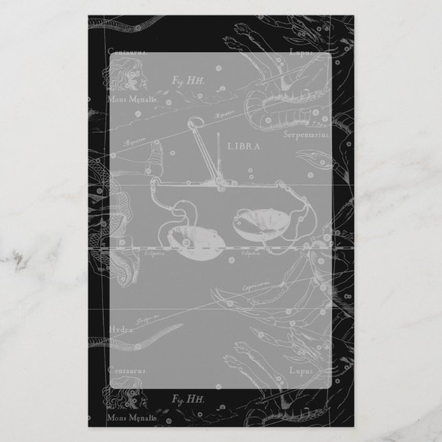 Libra Constellation Hevelius circa 1690 Brevpapper (Framsida)