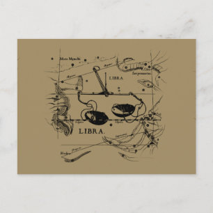 Libra Constellation Karta Hevelius 1690 Decor Vykort