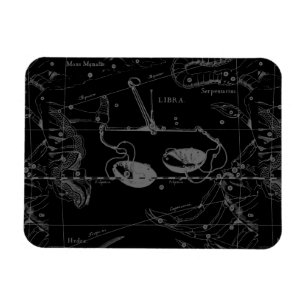 Libra Constellation Karta Hevelius 1690 on Black Magnet
