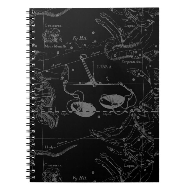 Libra Constellation Karta Hevelius 1690 Sept Oct Anteckningsbok Med Spiral (Framsidan)