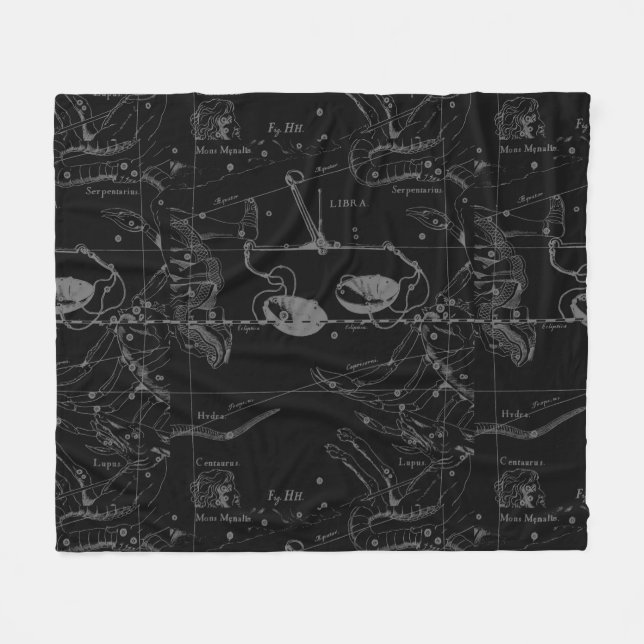 Libra Constellation Karta Hevelius 1690 Sept Oct Fleecefilt (Framsidan (Horisontell))
