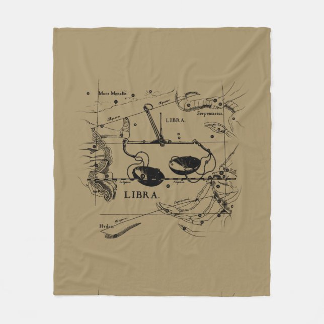 Libra Constellation Karta Hevelius 1690 Sept Oct Fleecefilt (Framsidan)