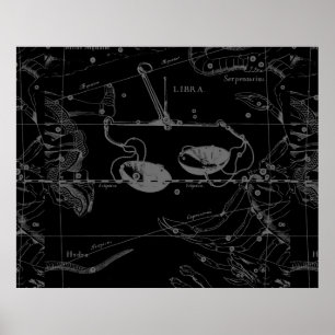 Libra Constellation Karta Hevelius 1690 Sept Oct Poster