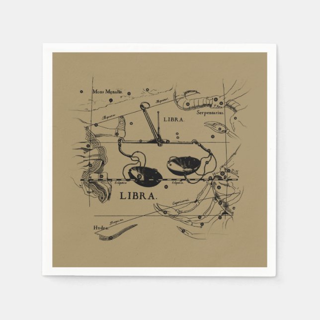 Libra Constellation Karta Hevelius circa 1690 Pappersservett (Framsidan)