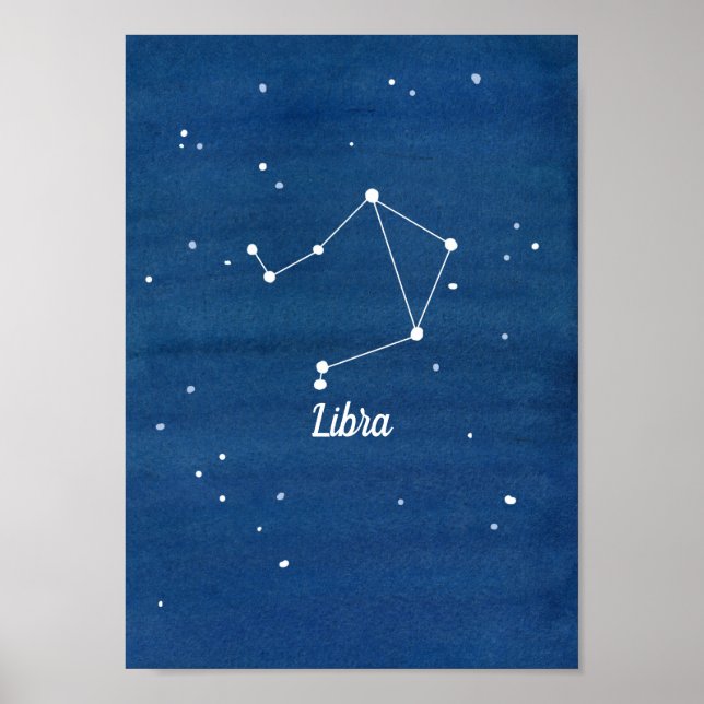 Libra Constellation Night Himlar Indigo Poster (Framsidan)