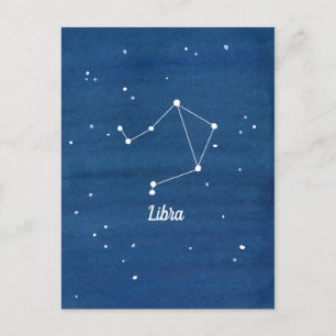 Libra Constellation Night Himmel Vykort