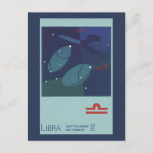 Libra Constellation Vintage Zodiac Astrology Vykort