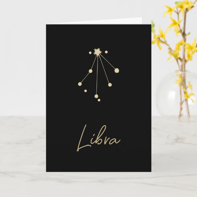 Libra Constellation Zodiac Kort (Gul blomma)