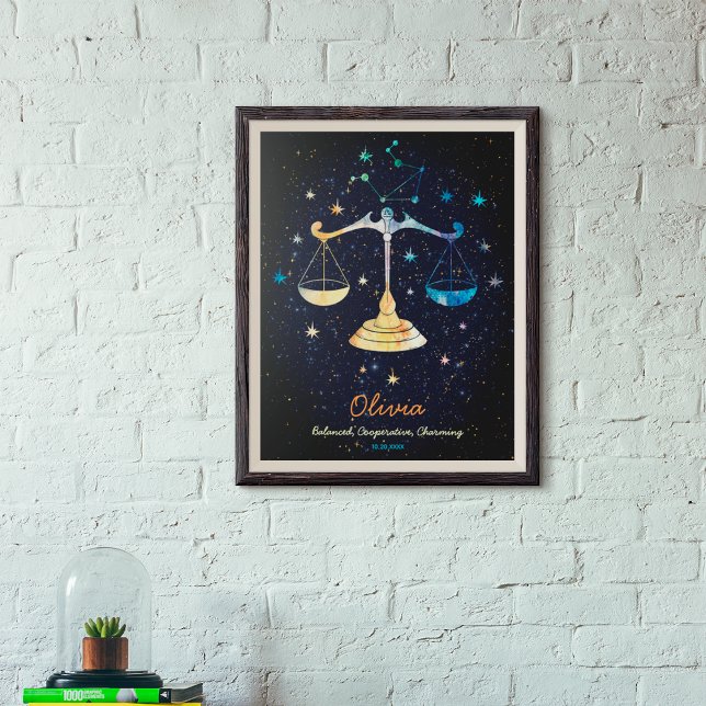 Libra Constellation Zodiac Watercolor Stars Galaxy Poster (Skapare uppladdad)