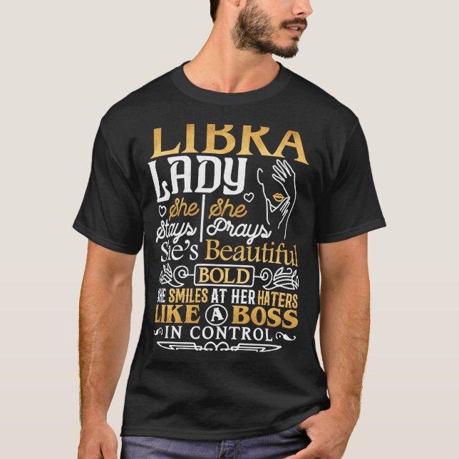 Libra Dam Astrology Zodiac-tecken Libra Woman Girl T Shirt (Framsida)