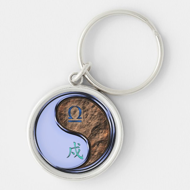 Libra & Earth Hund Rund Silverfärgad Nyckelring (Framsidan)
