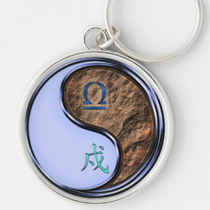 Libra & Earth Hund Rund Silverfärgad Nyckelring