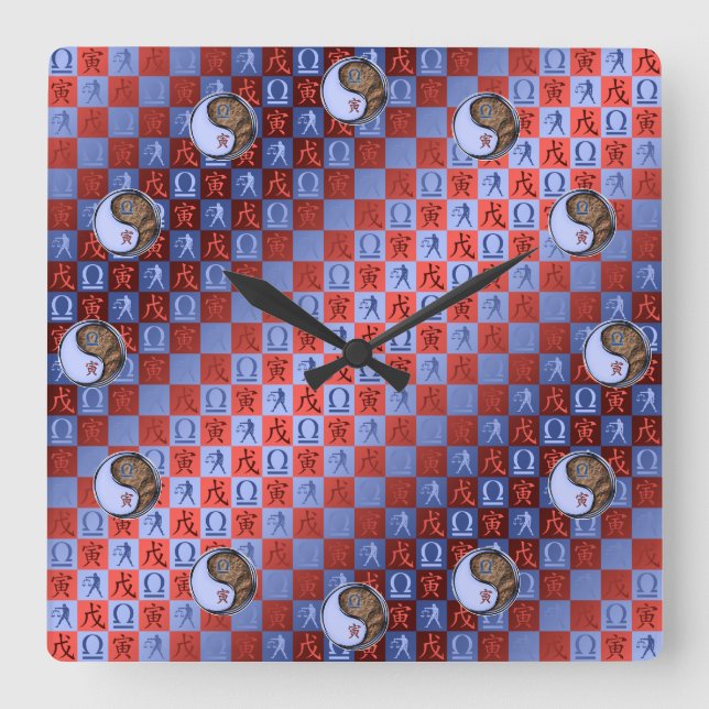 Libra & Earth Tiger Fyrkantig Klocka (Framsida)