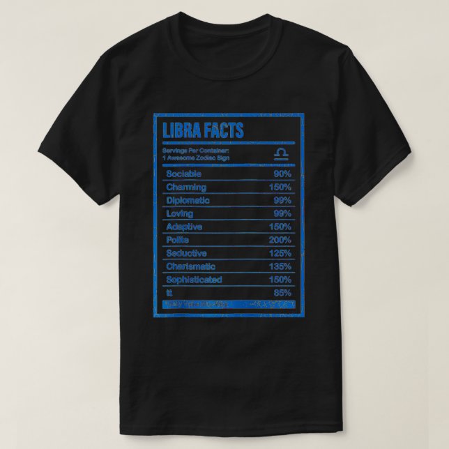 Libra Facts är För manar och Women Funny Zodiac T Shirt (Design framsida)
