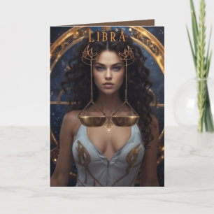 Libra Female Birthday Card Helgkort