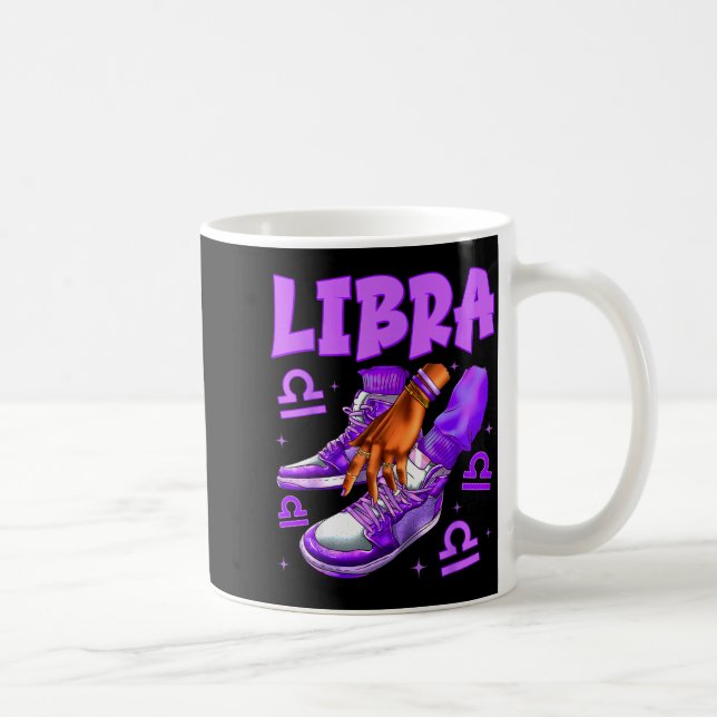 Libra Girl Birthday Black Woman Sneakers Zodiac Si Kaffemugg (Höger)