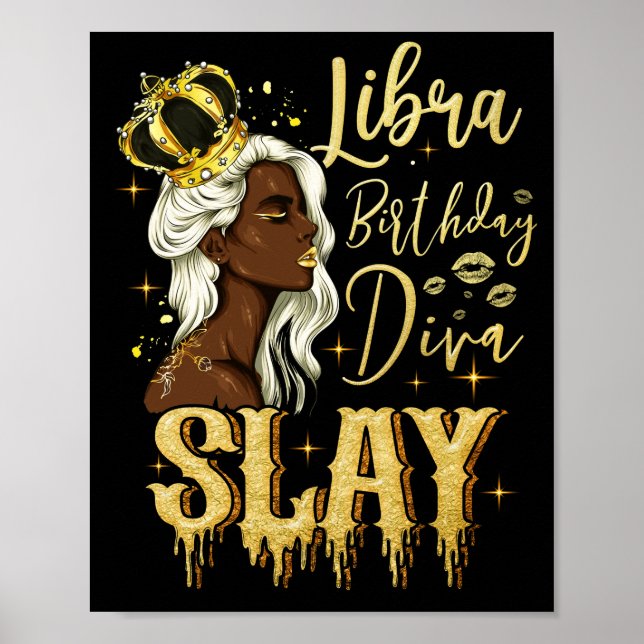 Libra Girl Birthday Diva Slay Zodiac Libra Queen Poster (Framsidan)