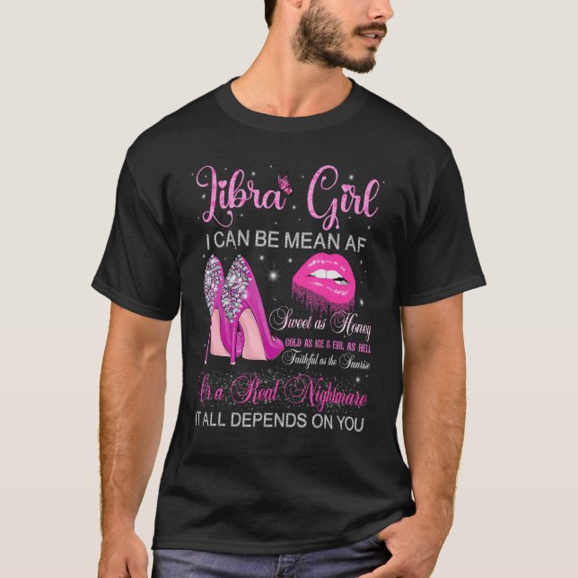 Libra Girl Birthday Högklackars Dripping Läppar Bu T Shirt (Framsida)