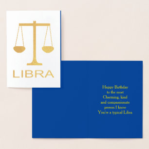 Libra Golden Scales Stjärntecken Anpassningsbar Bi Folierat Kort