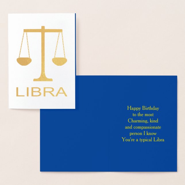 Libra Golden Scales Stjärntecken Anpassningsbar Bi Folierat Kort (Display)
