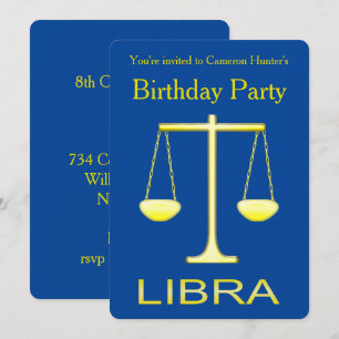 Libra Golden Scales Stjärntecken Anpassningsbar Bi Inbjudningar