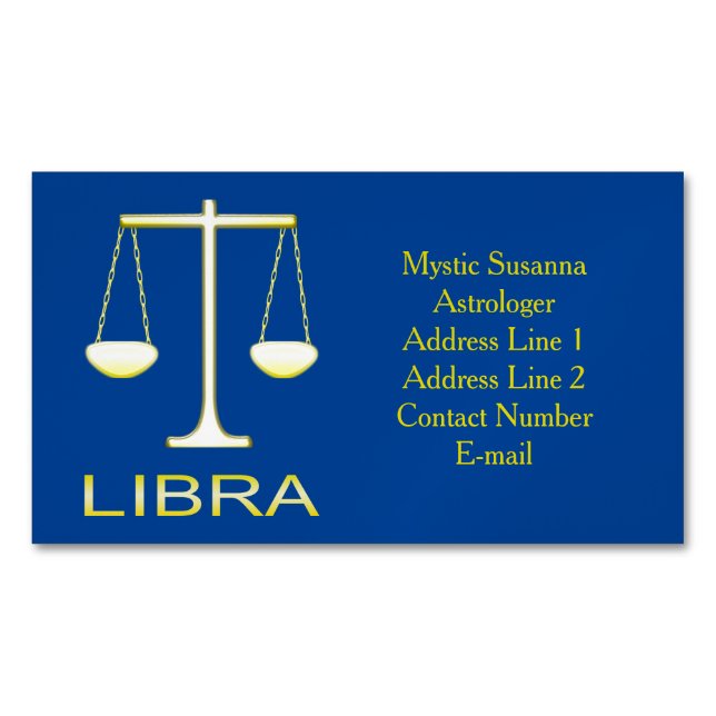 Libra Golden Scales, Stjärntecken Anpassningsbar Magnetiska Visitkort (Framsida)