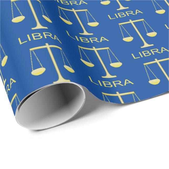 Libra Golden Scales Stjärntecken Patterned Presentpapper (Rullad Hörn)