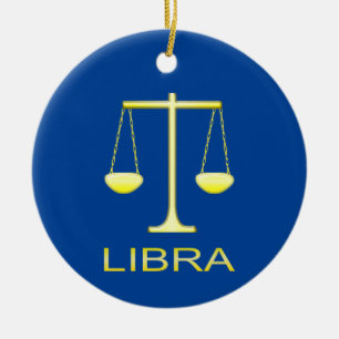 Libra Golden Scales-Stjärntecknets anpassade namn Julgransprydnad Keramik