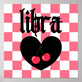 Libra Gothic Aesthetic Checkered Cherry Art Poster