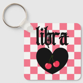 Libra Gothic Aesthetic Checkered Cherry Design Nyckelring